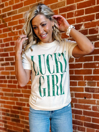 Lucky Girl Graphic Tee, Ivory