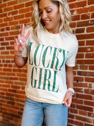 Lucky Girl Graphic Tee, Ivory