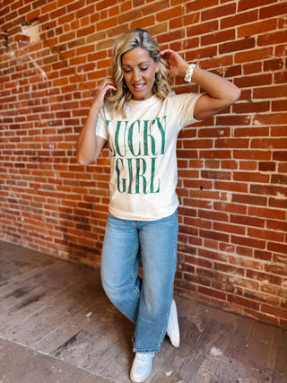 Lucky Girl Graphic Tee, Ivory