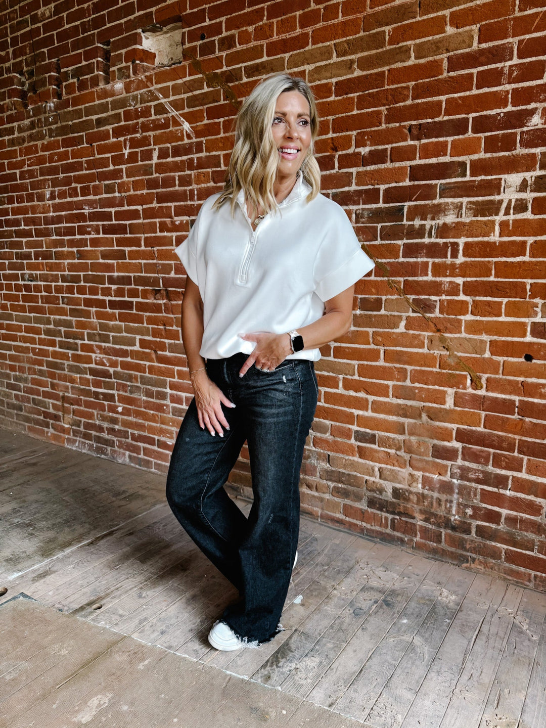 Luxe Breeze Scuba Top, Cream