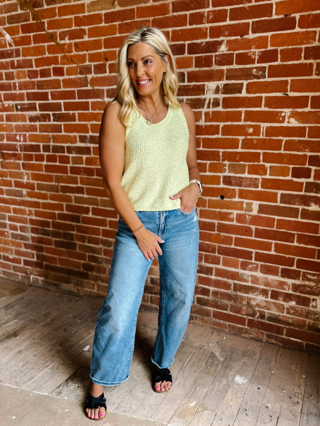 Main Squeeze Knit Tank, Lime