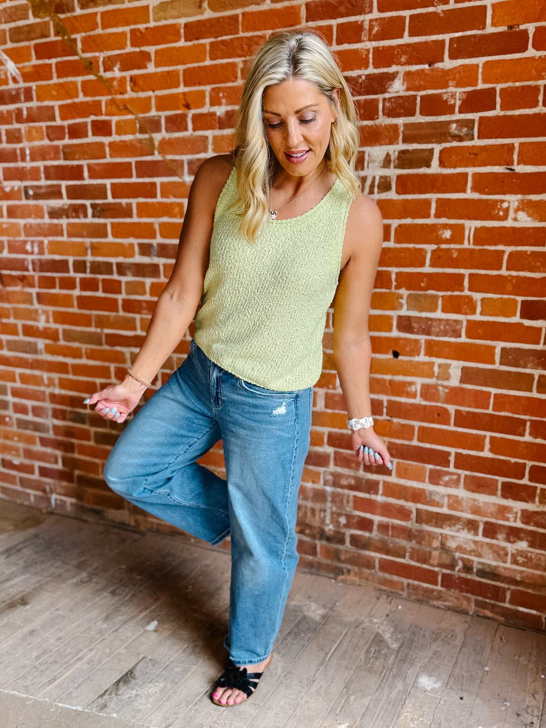 Main Squeeze Knit Tank, Lime