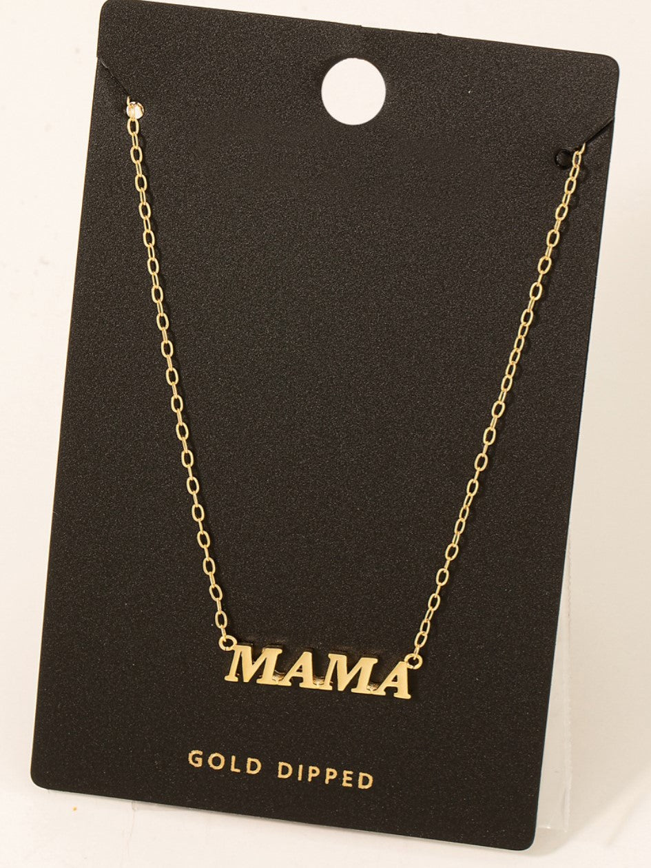 Gold Dipped Blocked Mama Necklace