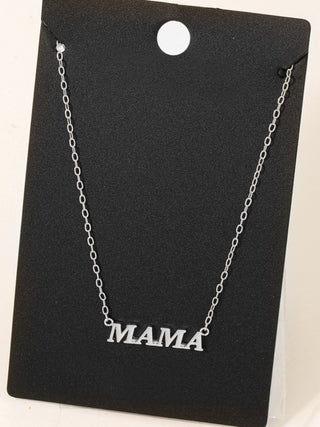 Rhodium Plated Blocked Mama Necklace