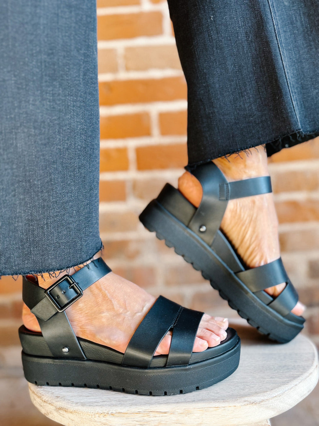 Maya Platform Sandals, Black