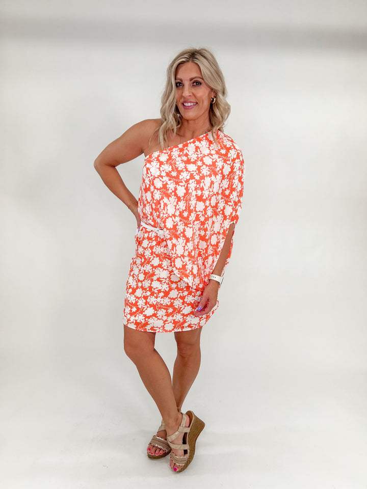 McPherson Floral Print One Shoulder Dress