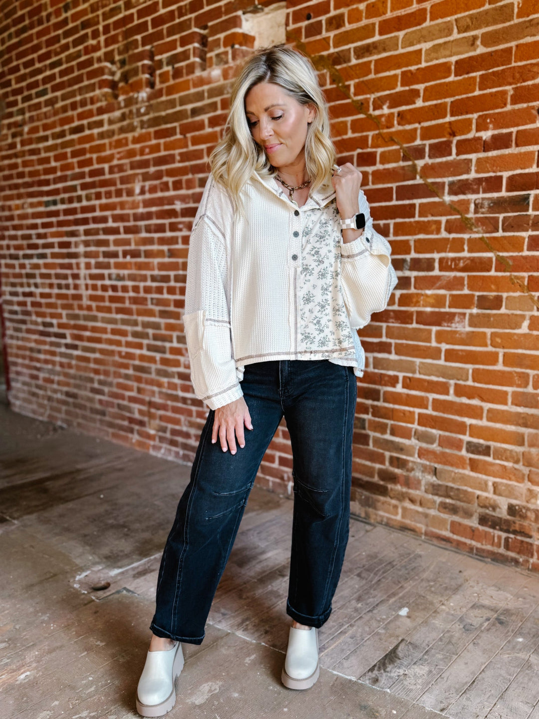 Meadow Mix Thermal Hoodie, Cream