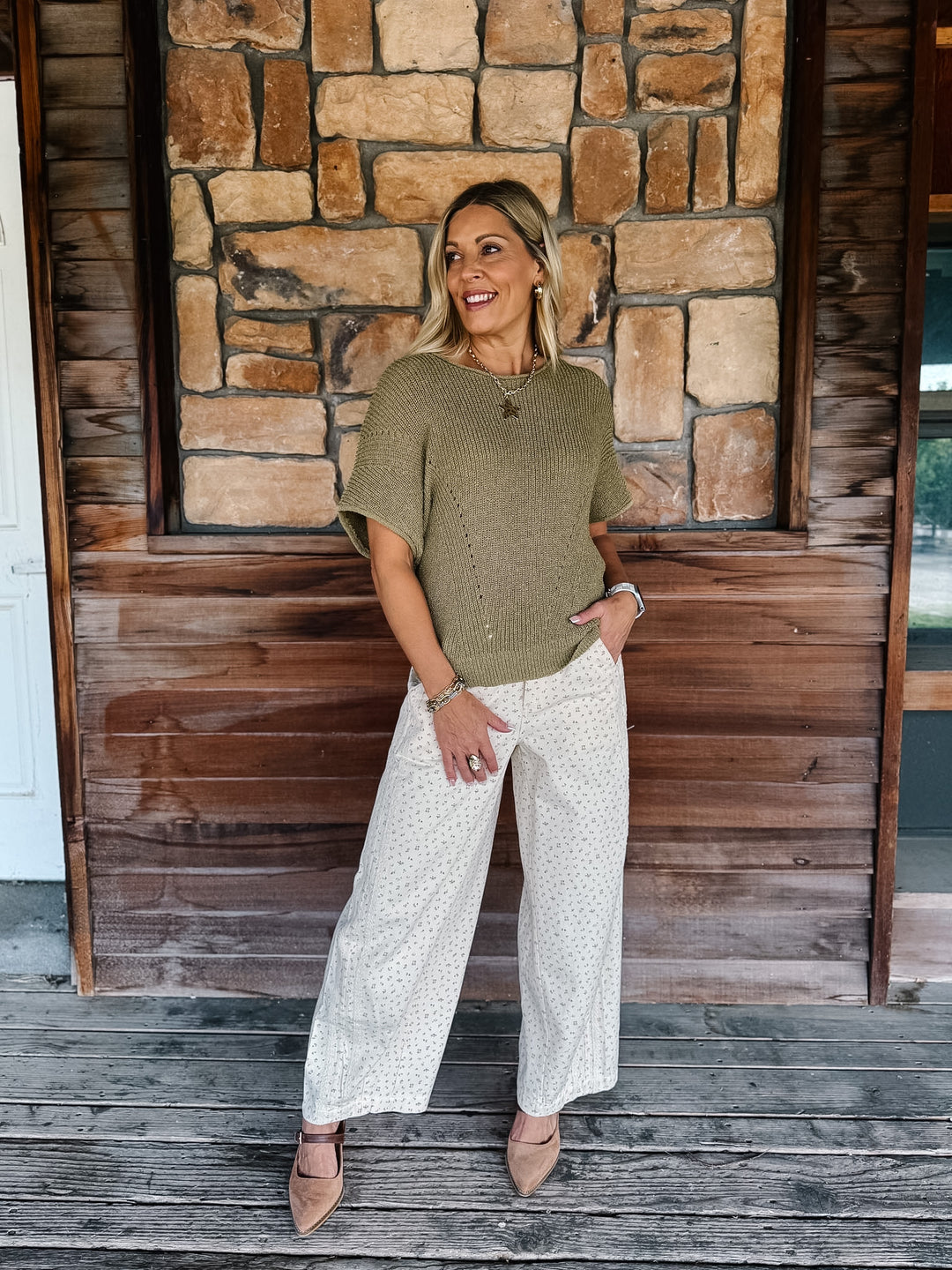 Meadow Mist Floral Barrel Jeans