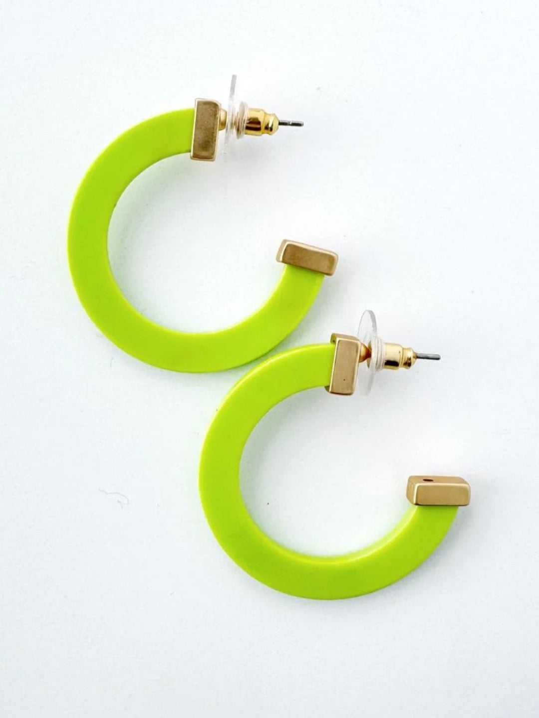 Medium Acrylic Hoop Earring, Lime