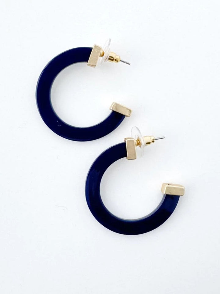 Medium Acrylic Hoop Earring, Navy