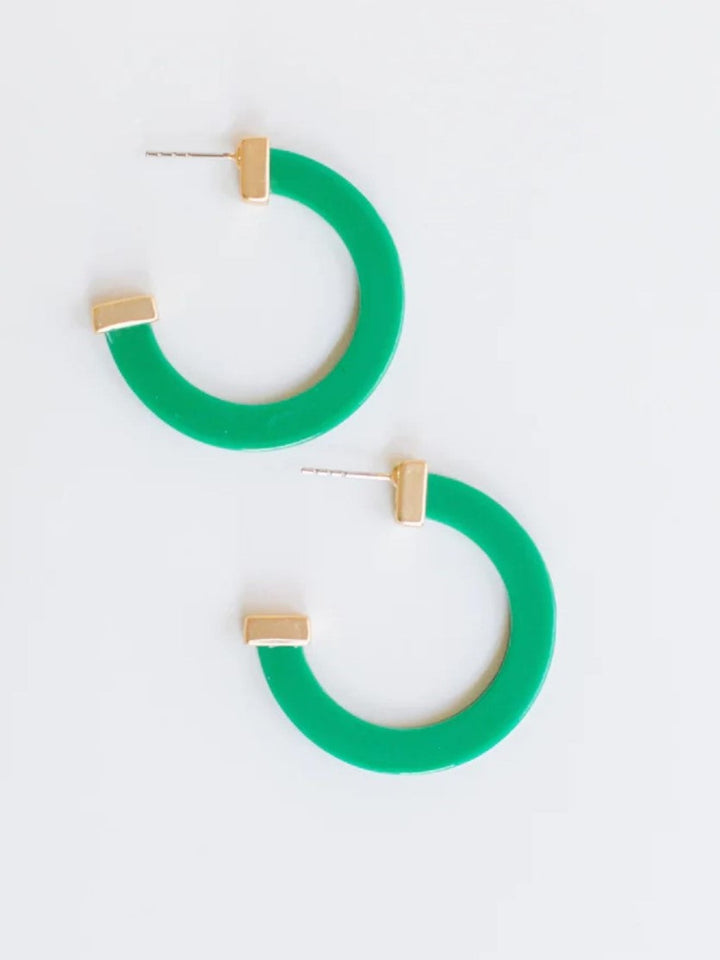 Medium Acrylic Hoop Earring, Pine