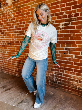 Merry Christmas Santa Circle Graphic Tee, Natural