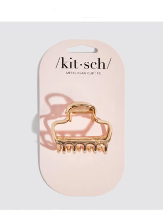 Metal Medium Open Shape Puffy Claw Clip, Gold