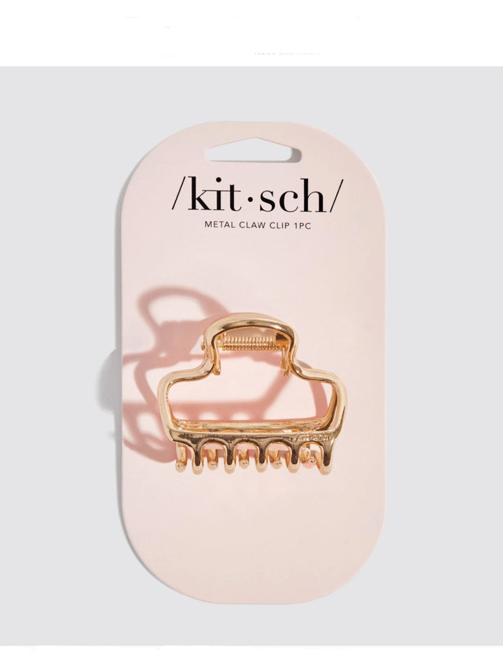 Metal Medium Open Shape Puffy Claw Clip, Gold