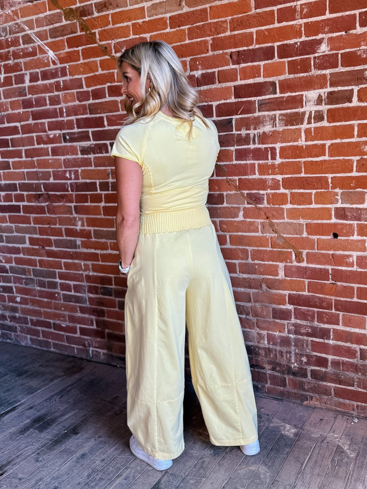 Mineral Motion Cropped Tee, Butter Yellow