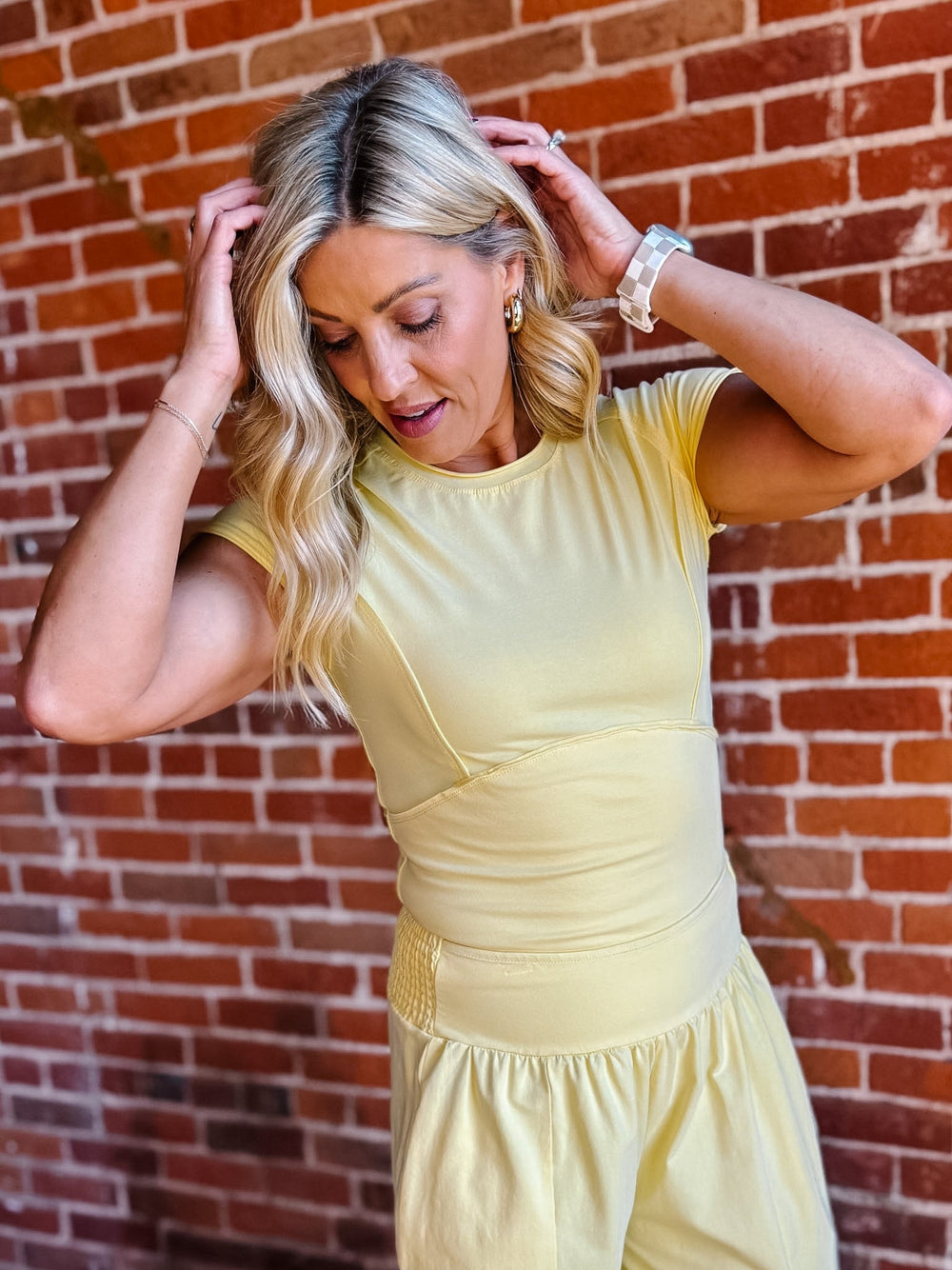 Mineral Motion Cropped Tee, Butter Yellow
