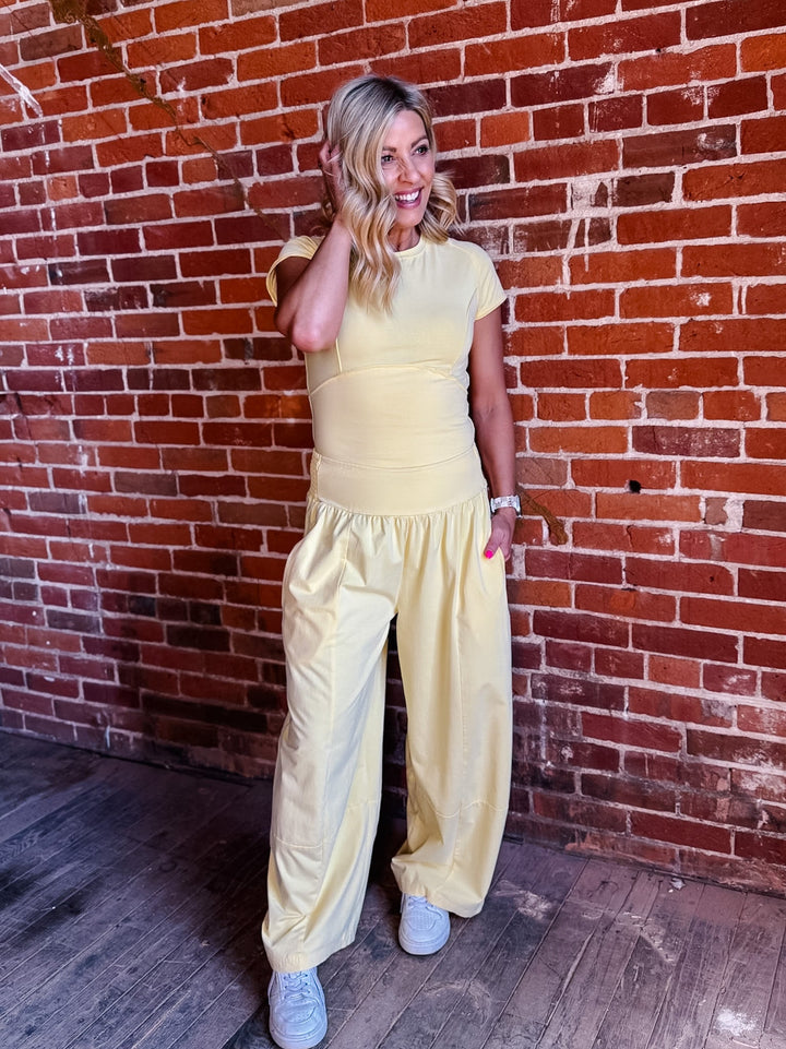 Mineral Motion Cropped Tee, Butter Yellow