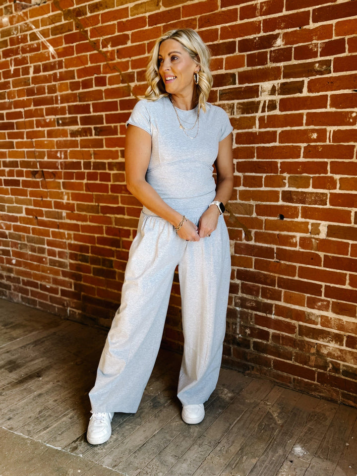 Mineral Motion Cropped Tee, Heather Grey