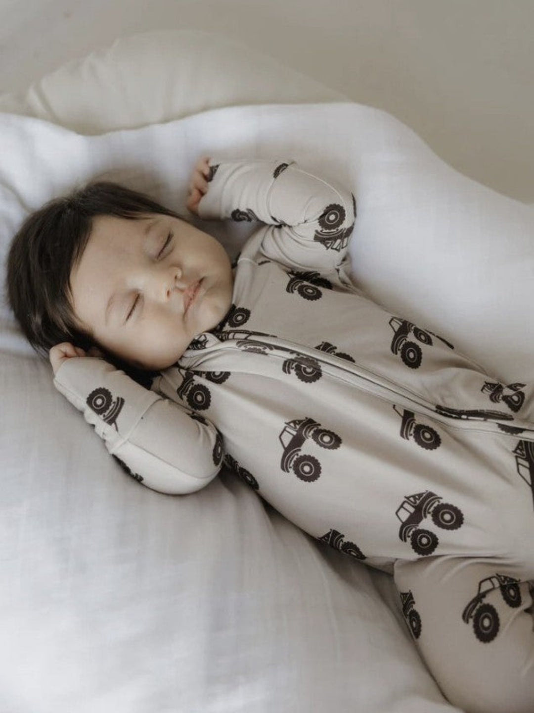 Forever French Baby Bamboo Zip Pajamas, Monster Truck