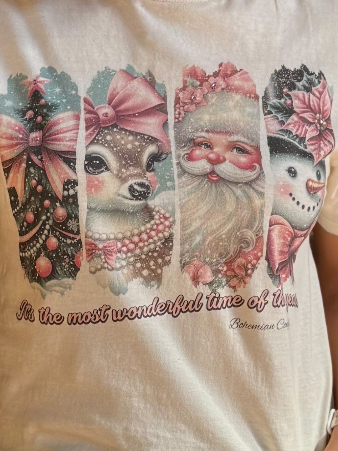 Most Wonderful Time Graphic with Rhinestone Accents, Cream