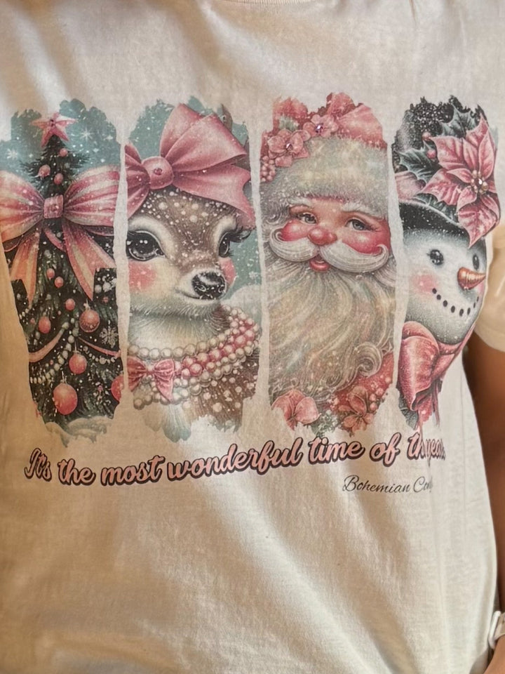 Most Wonderful Time Graphic with Rhinestone Accents, Cream