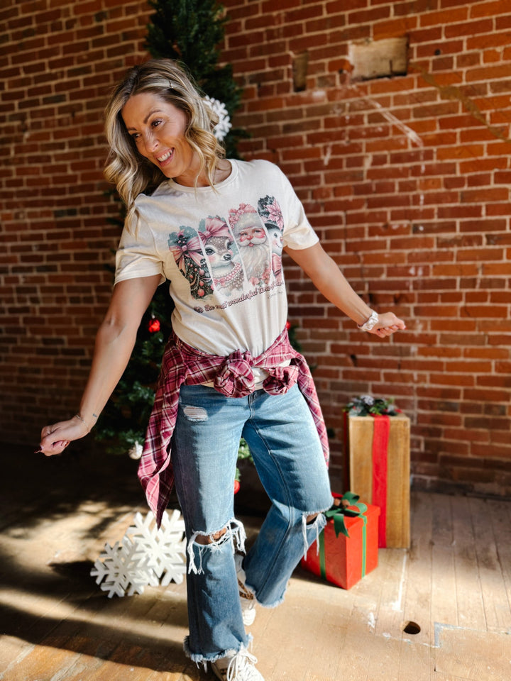 Most Wonderful Time Graphic with Rhinestone Accents, Cream