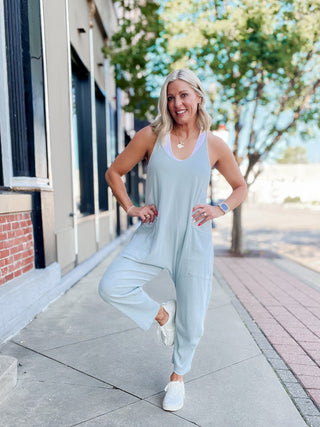 Next Level Ribbed Oversized Jumpsuit, D. Sage
