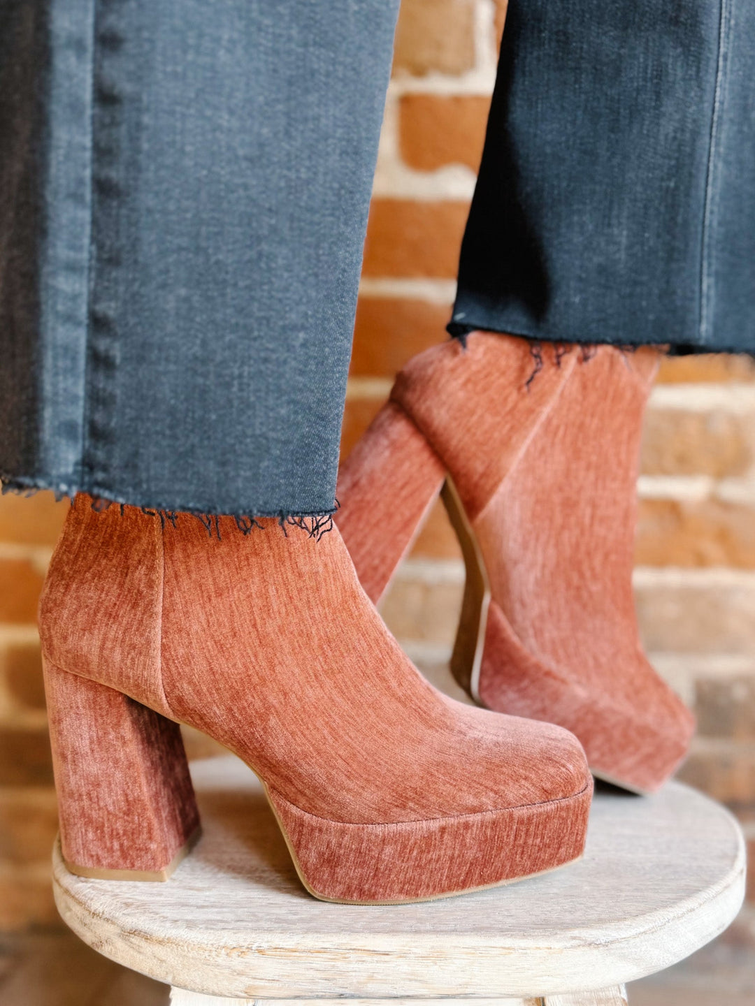 Nora Velvet Platform Boot, Rose