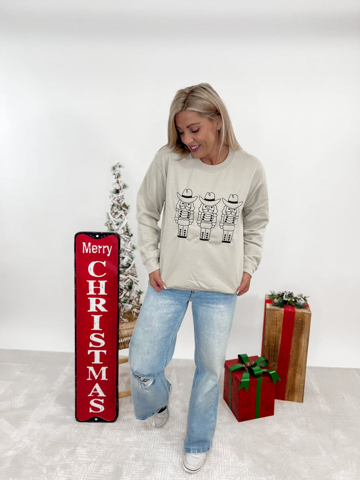 Nutcracker Embroidered Sweatshirt, Nude