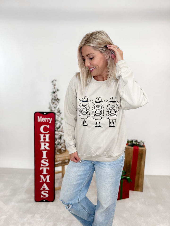 Nutcracker Embroidered Sweatshirt, Nude