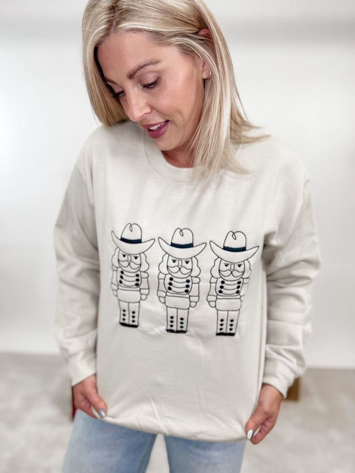 Nutcracker Embroidered Sweatshirt, Nude