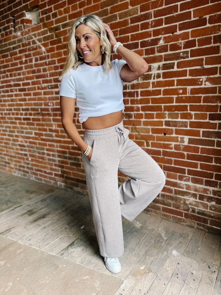 Off Duty Chic Cropped Pant, Heather Taupe