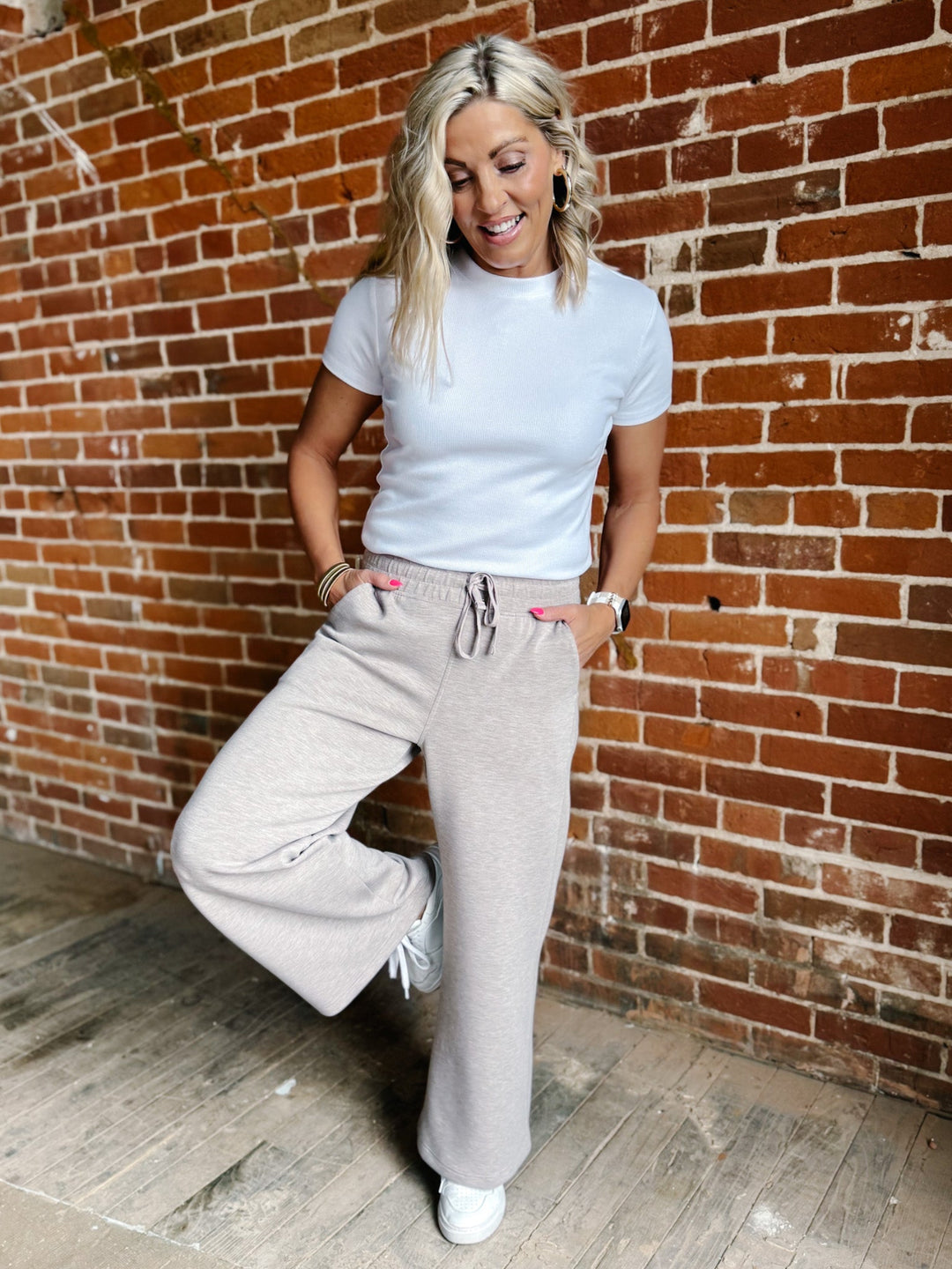 Off Duty Chic Cropped Pant, Heather Taupe