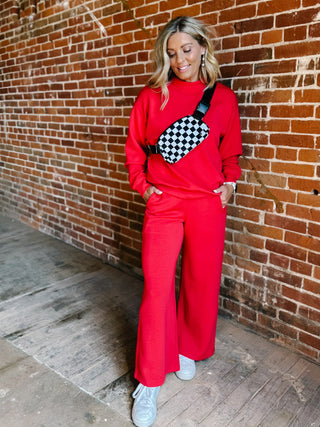 Off Duty Chic Cropped Pant, Red