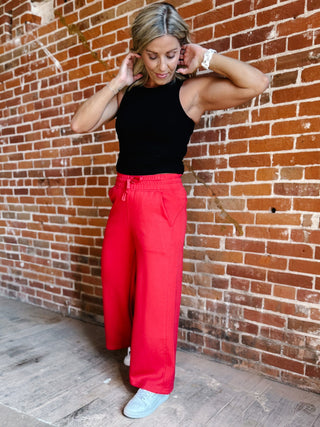 Off Duty Chic Cropped Pant, Red