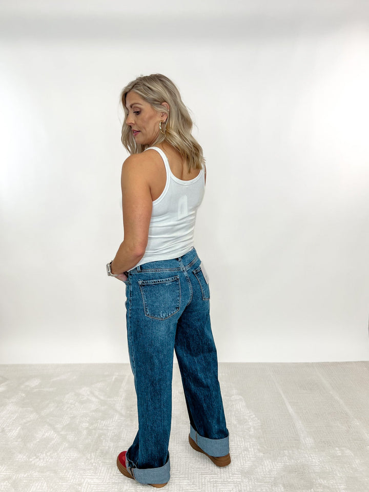 Off Script High Rise Wide Leg Baggy Jeans, Medium Wash