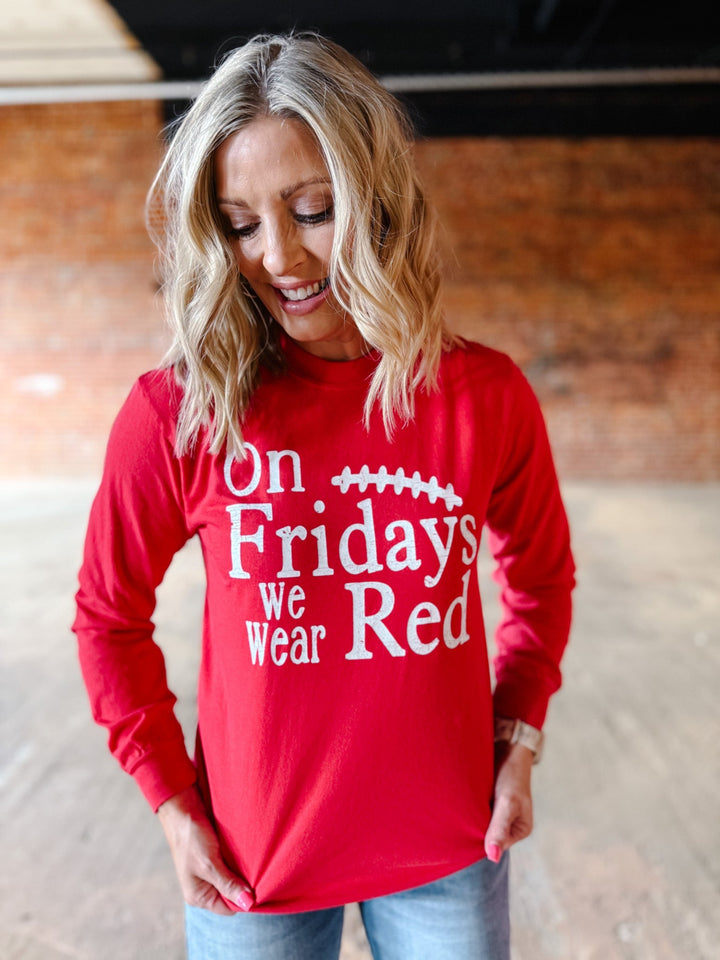 On Friday We Wear Red Graphic Long Sleeve, Red