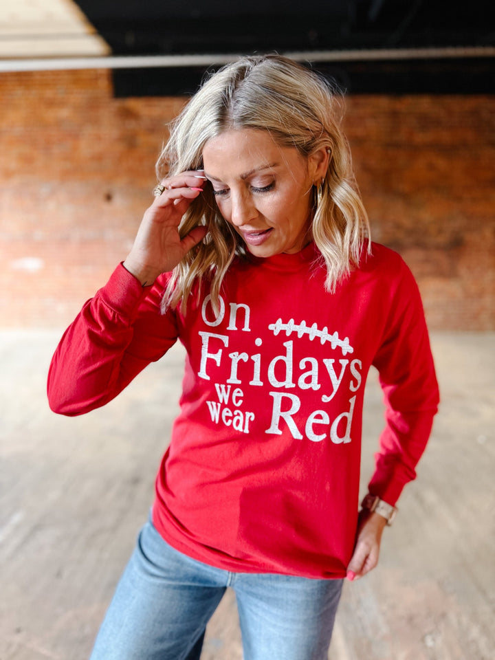On Friday We Wear Red Graphic Long Sleeve, Red