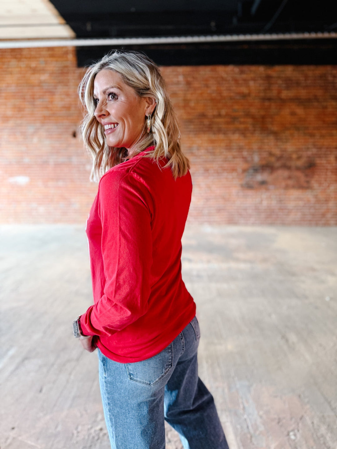 On Friday We Wear Red Graphic Long Sleeve, Red