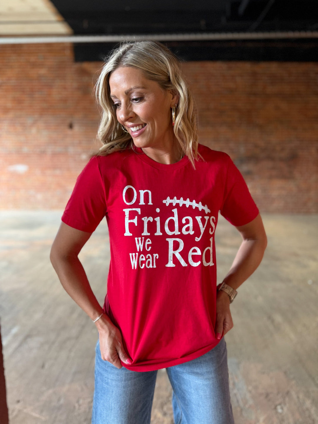 On Friday We Wear Red Graphic Tee, Red