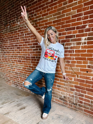 On Sundays We Tailgate Graphic Tee, Ash Grey