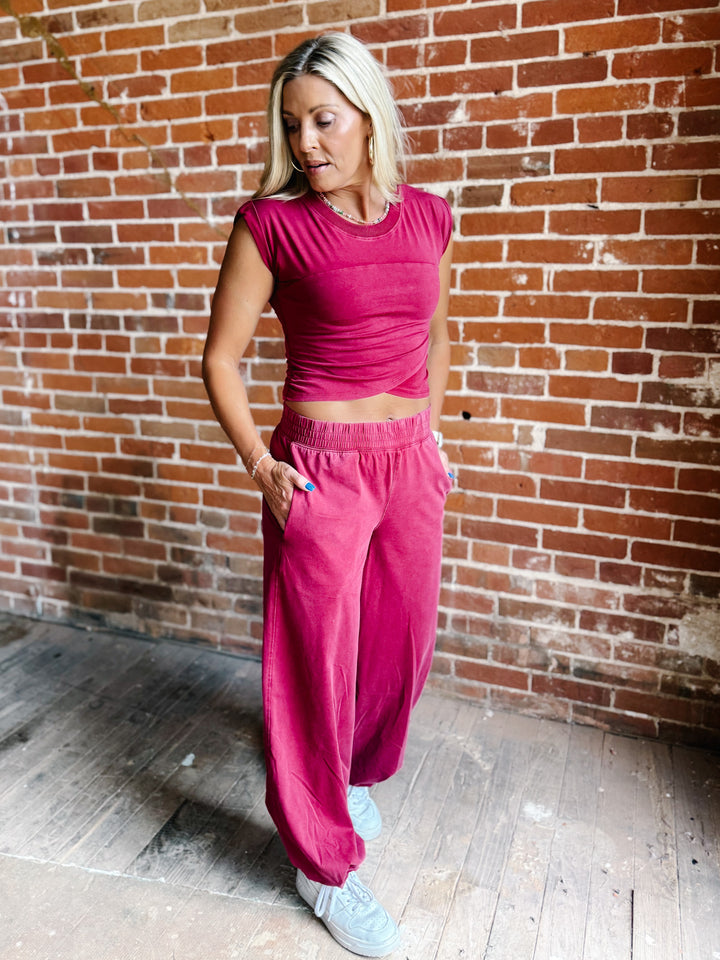 On the Move Mineral Wash Crop Top