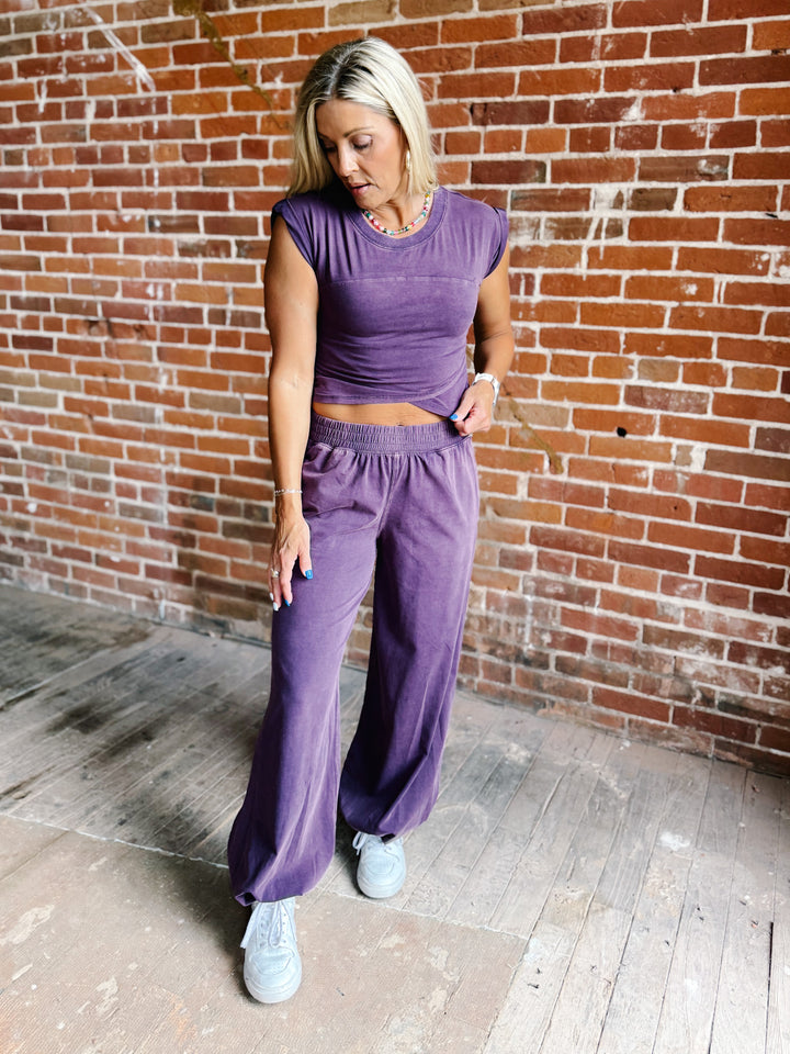 On the Move Mineral Wash Crop Top