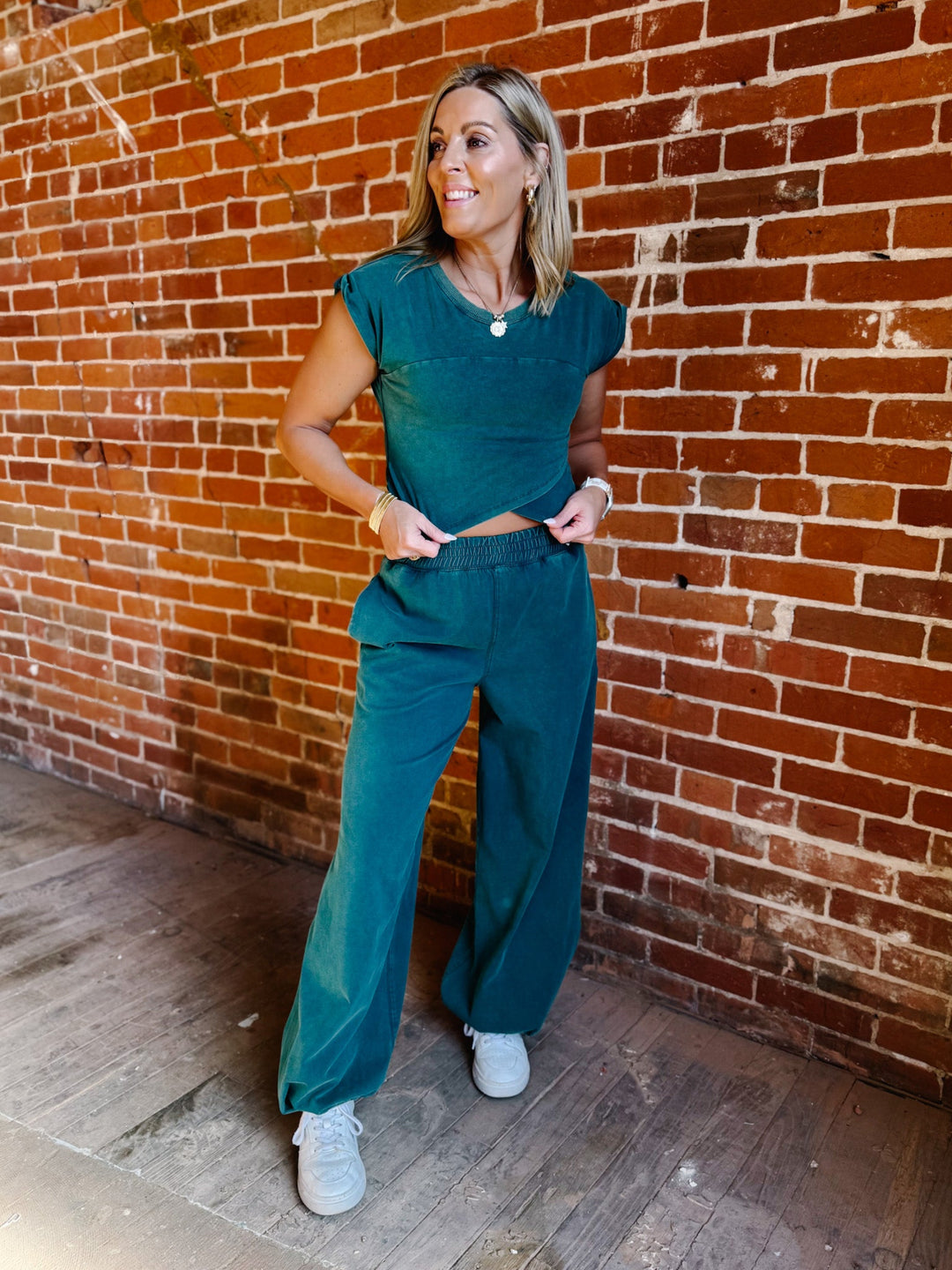 On the Move Crop Top, Teal