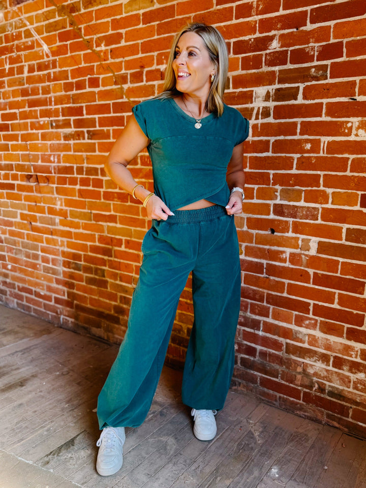 On the Move Crop Top, Teal