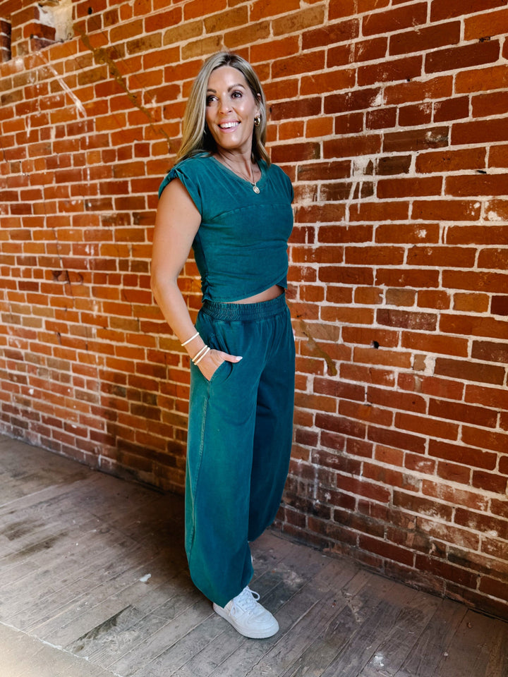 On the Move Crop Top, Teal