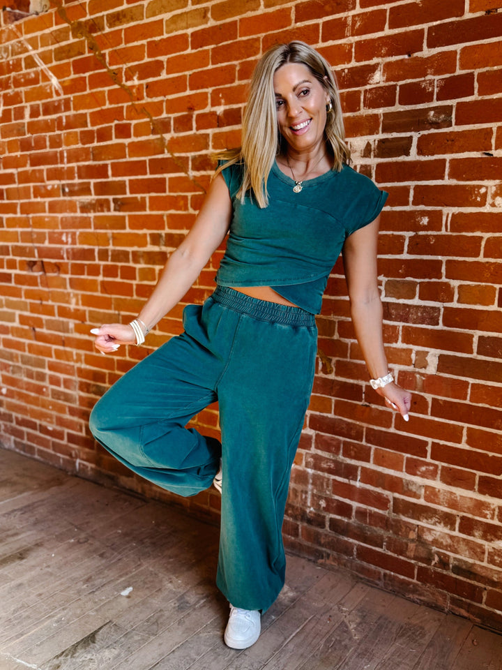 On the Move Crop Top, Teal