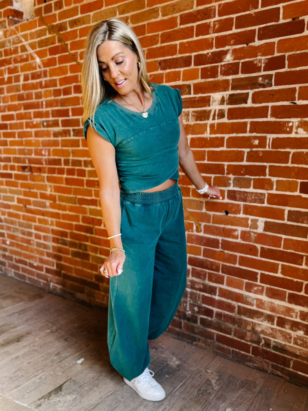 On the Move Crop Top, Teal
