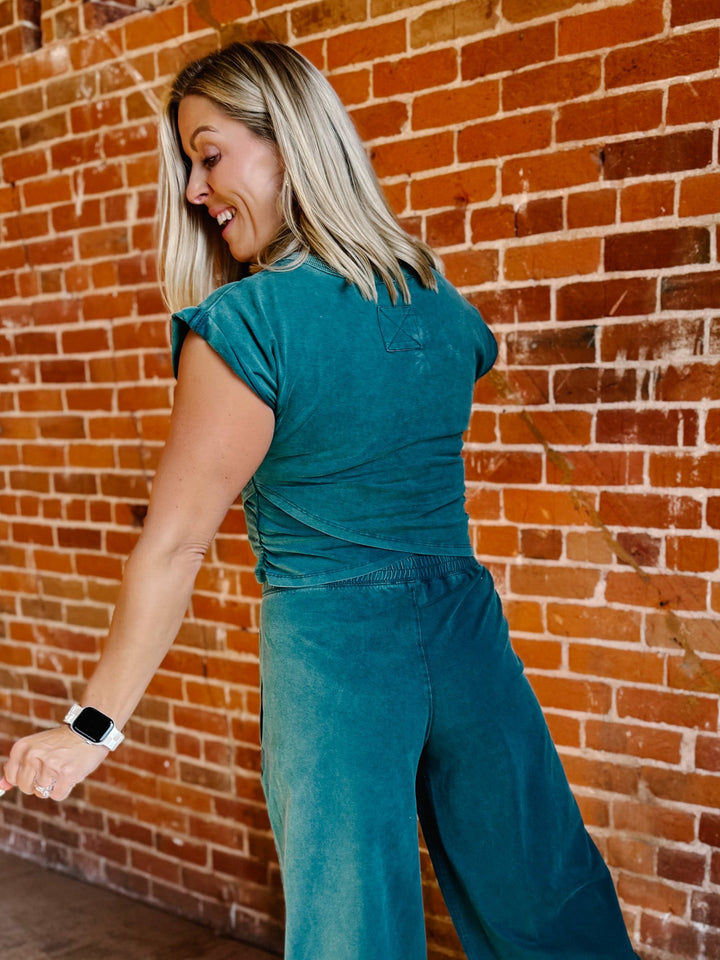 On the Move Crop Top, Teal