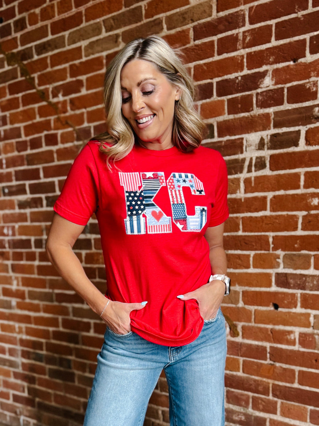 Patchwork KC Graphic Tee, Red
